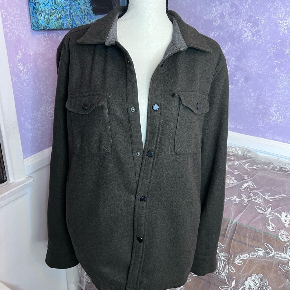 Nixon Men's Dark Army Green Snap Closure Jacket with Pockets